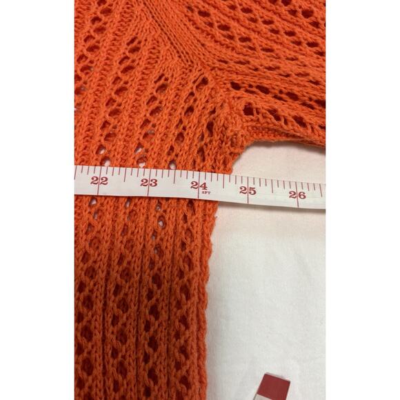 A.N.A Long-Sleeve Pointelle Open-Stitch Sweater Plus Size 3X Orange Pumpkin Fall - Picture 8 of 9